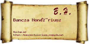 Bancza Honóriusz névjegykártya